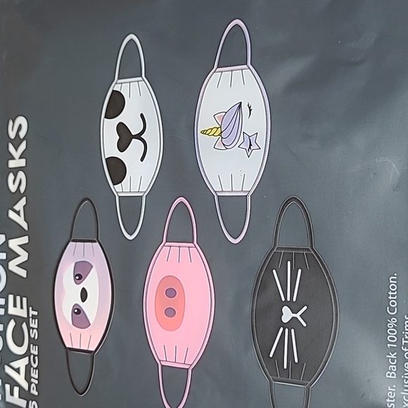 FASHION ANIMAL FACE MASKS 5-PIECE SET - Picture 7 of 9